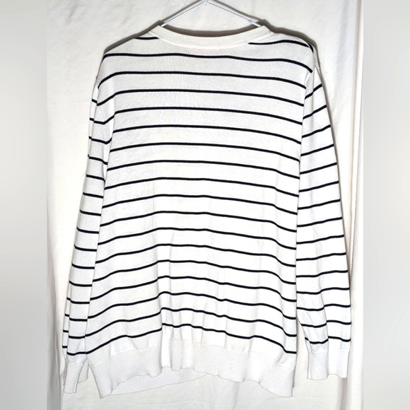 Women Within Black & White Stripe Cotton Cardigan Sweater| Size 1X - Picture 2 of 7